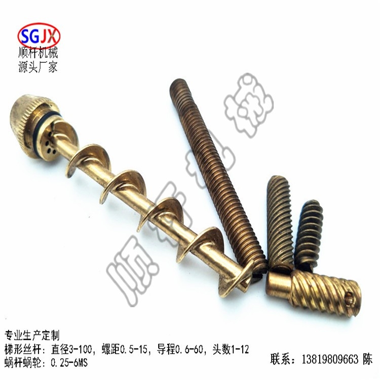生產小模數黃銅渦輪蝸（wō）杆（gǎn） 單頭多頭牙蝸杆 減速蝸杆加工